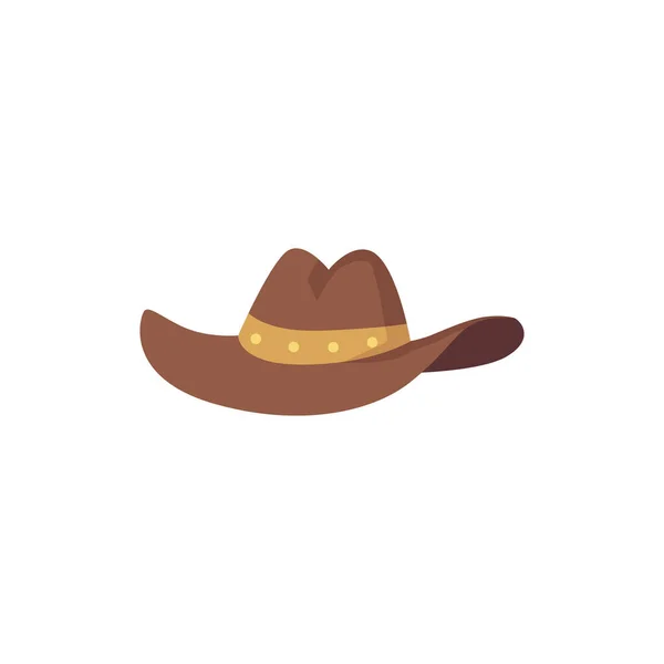 Sombrero vaquero marrón aislado sobre fondo blanco - elemento de vestuario occidental — Vector de stock