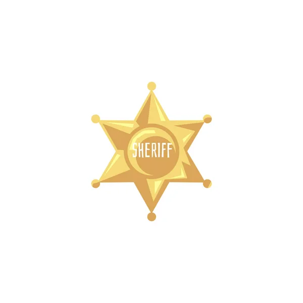 Distintivo xerife dourado plano isolado no fundo branco — Vetor de Stock