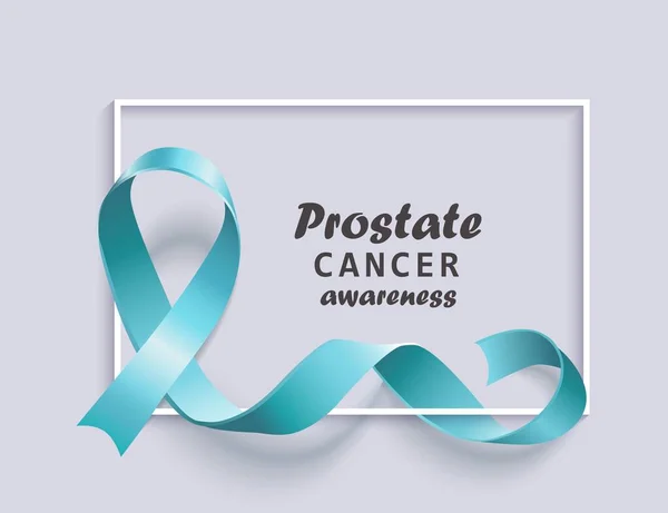 Cartão de consciência de câncer de próstata com fita azul clara e texto —  Vetores de Stock