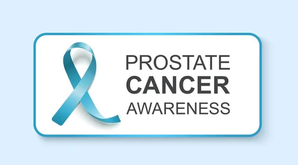 Tarjeta de placa rectángulo de conciencia de cáncer de próstata con cinta azul claro — Archivo Imágenes Vectoriales
