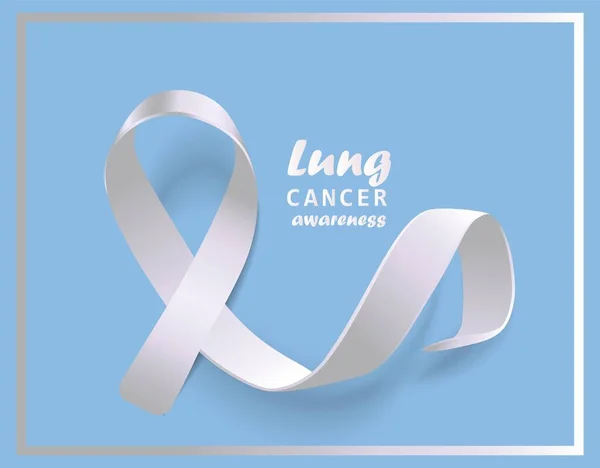 肺がん啓発キャンペーンのためのホワイトリボン-長方形のバナー — ストックベクタ