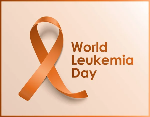 Cartel de cinta naranja para el Día Mundial de la Leucemia. Tarjeta de sensibilización sobre el cáncer — Archivo Imágenes Vectoriales
