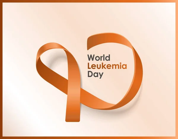 Bandera del Día Mundial de la Leucemia con el símbolo de la cinta naranja para la campaña de solidaridad — Archivo Imágenes Vectoriales