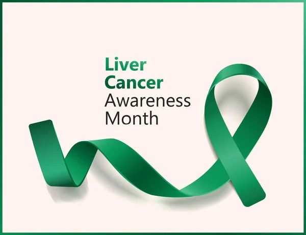 Smaragdgrünes Band für einen Monat des Bewusstseins für Leberkrebs — Stockvektor