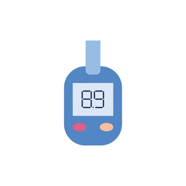 Diabetes-Glukometer mit Blutzuckerteststreifen und Ergebnis auf dem Bildschirm — Stockvektor