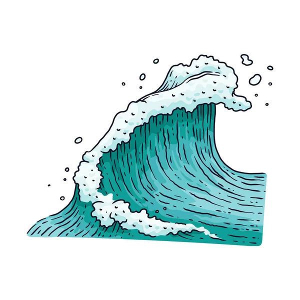 Ozean oder Meer Wasser blaue Welle Cartoon Vektor Illustration isoliert auf dem Hintergrund. — Stockvektor