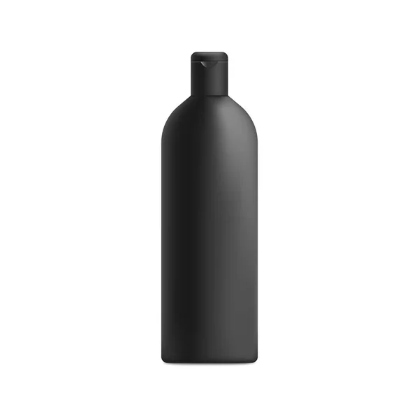 Black shampoo bottle mockup with realistic matte texture - vector illustration — Stock Vector