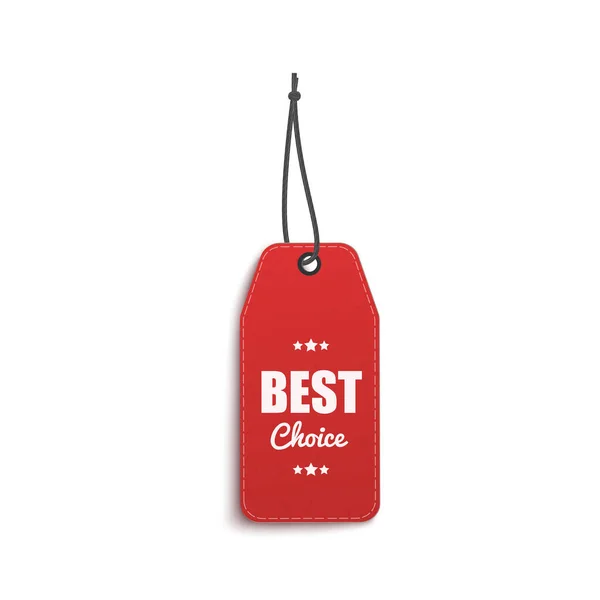 Clothing hang tag with words Best Choice hanging on black string — Stock Vector