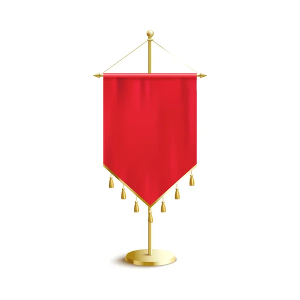 Appendiabiti rosso con nappe dorate su rack 3d vettoriale modello illustrazione isolato . — Vettoriale Stock