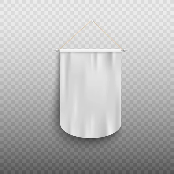 Bannière de fanion blanche vierge avec forme rectangulaire arrondie — Image vectorielle