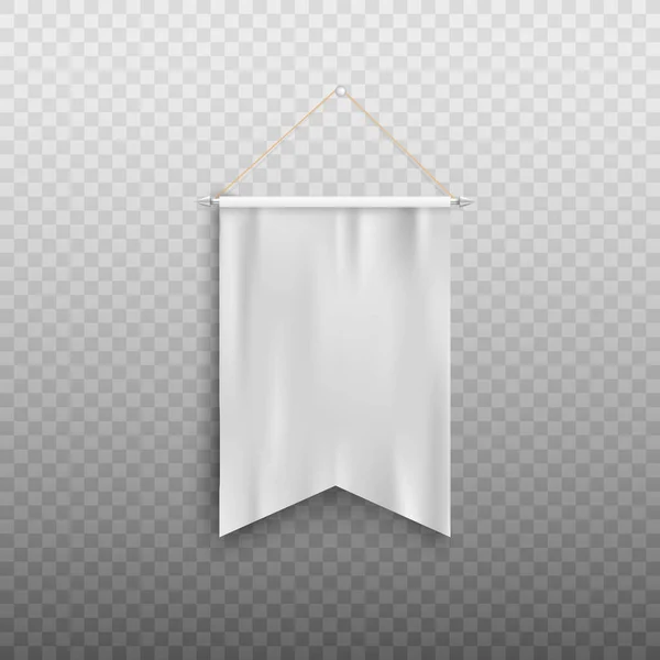 Ρεαλιστική λευκή σημαία που κρέμεται στον τοίχο — Διανυσματικό Αρχείο