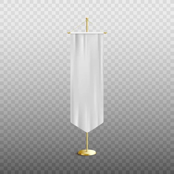 Mockup em branco isolado de bandeira medieval branca com tecido de seda fluente —  Vetores de Stock