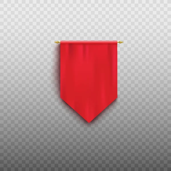Rode wimpel of streamer, vlag realistische model vector illustratie geïsoleerd. — Stockvector