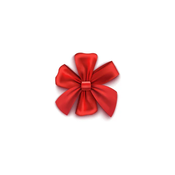 Kırmızı dekoratif hediye, rosette yay, izole edilmiş gerçekçi vektör illüstrasyonu. — Stok Vektör