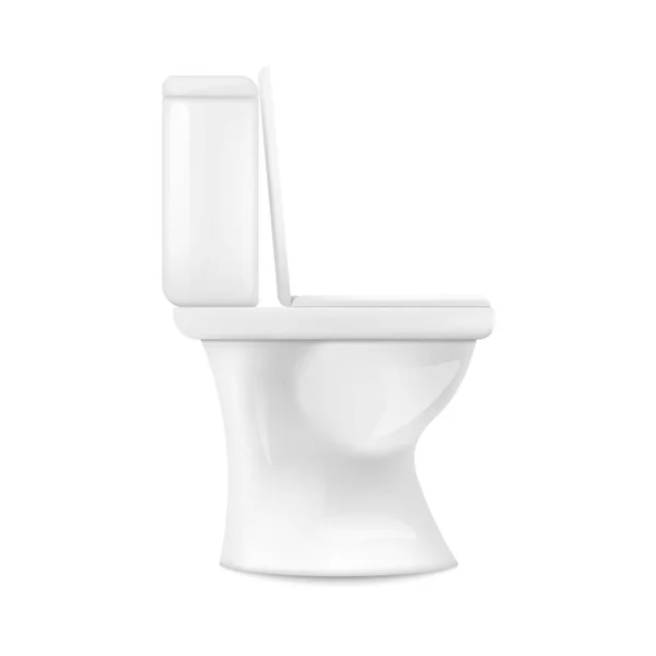 Realistic white ceramic toilet from side view isolated on white background — ストックベクタ