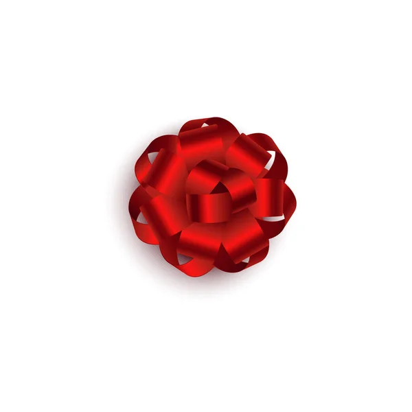 Cintas rojas redondeadas roseta arco icono realista vector ilustración aislado . — Vector de stock