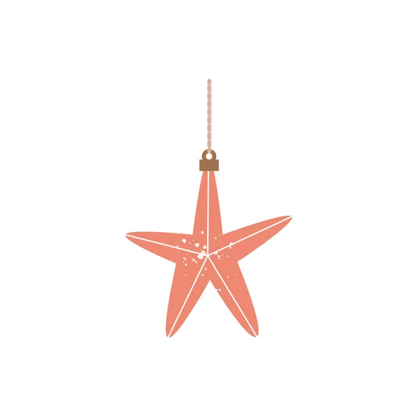 Estrella forma árbol de Navidad juguete decoración plana vector ilustración aislado . — Vector de stock