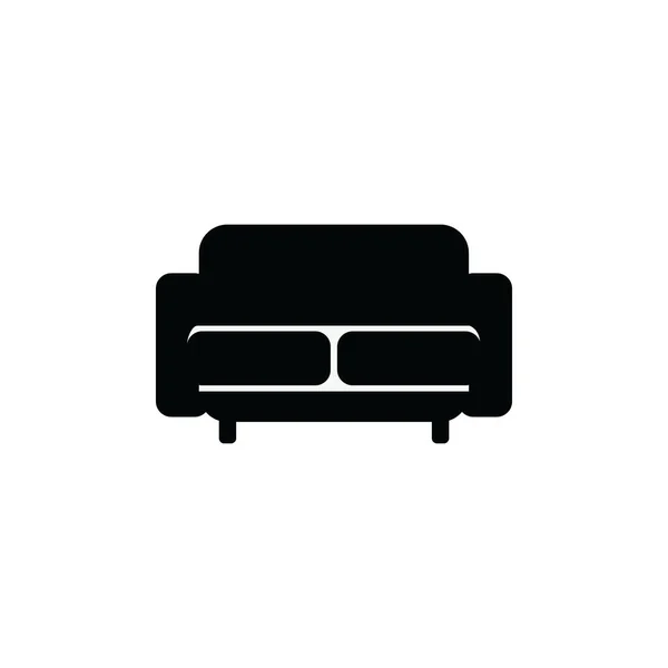 Gepolstertes Sofa oder Sofa mit zwei Sitzen, schwarzes Icon Vector Illustration isoliert. — Stockvektor