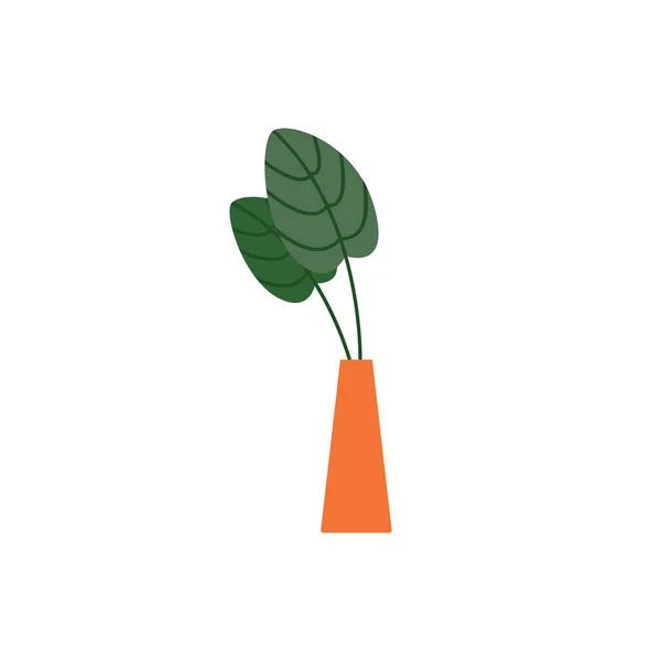 Plante de maison intérieure avec des feuilles dans l'icône du vase, illustration vectorielle plate isolée . — Image vectorielle