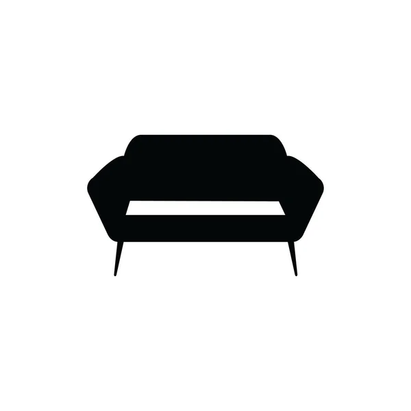 Upholstered sofa or couch black silhouette icon vector illustration isolated. — Stock Vector