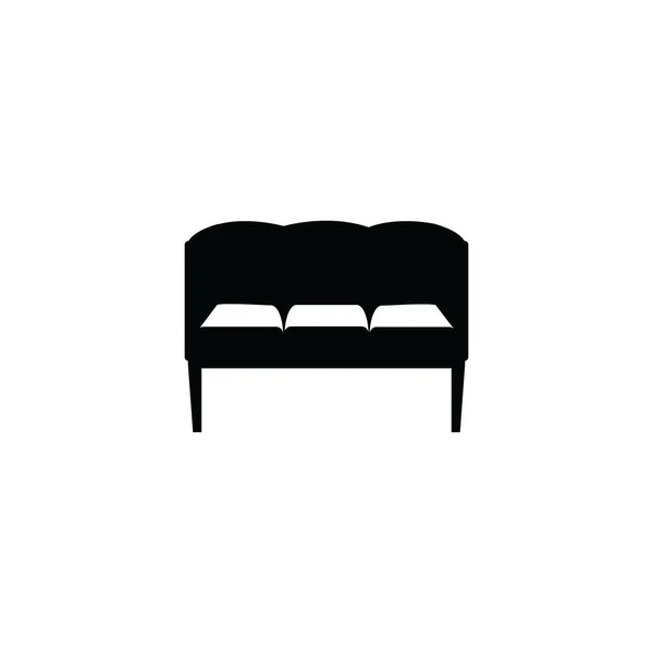 Malý útulný obývací gauč - černá silueta ikona malé moderní gauč — Stockový vektor