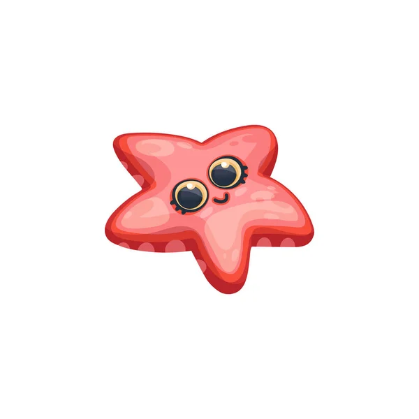 Engraçado rosa estrela do mar com grandes olhos em kawaii estilo ilustração vetorial isolado . — Vetor de Stock