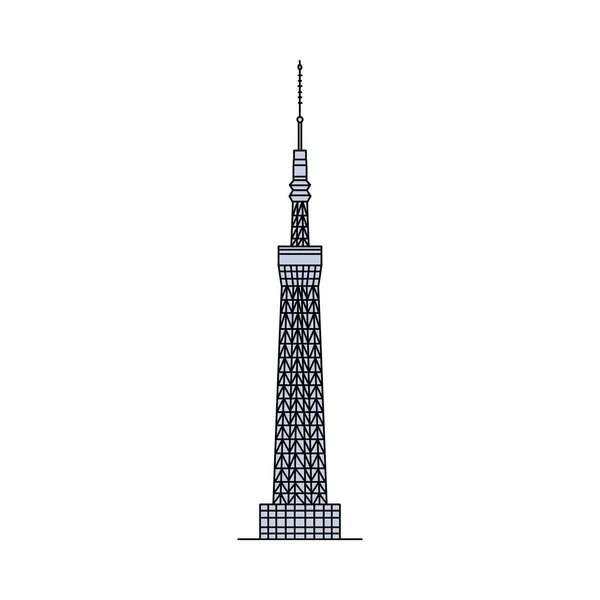 Modern skyskrapa ikon konstruktion vektor tecknad skiss illustration isolerad. — Stock vektor