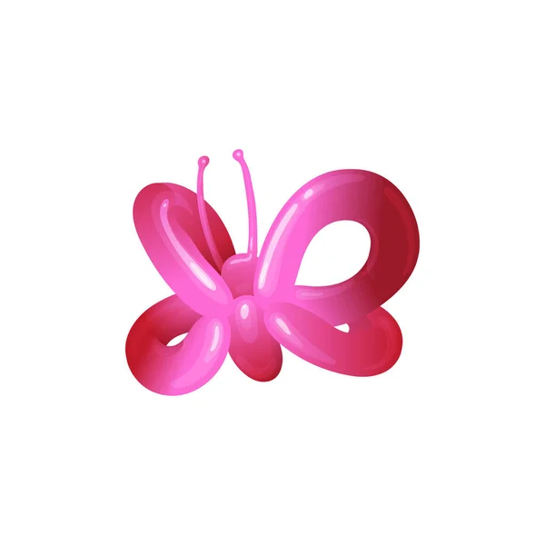 Niños fiesta globo mariposa rosa juguete realista vector ilustración aislado . — Archivo Imágenes Vectoriales