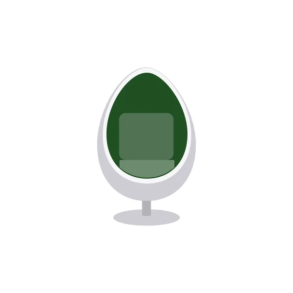 Colorata sedia bianca uovo con fodera interna verde icona isolata piatta — Vettoriale Stock