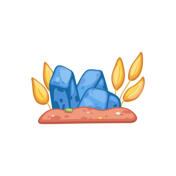 Underwater stones with sea plants cartoon vector illustration isolated. — Stock Vector