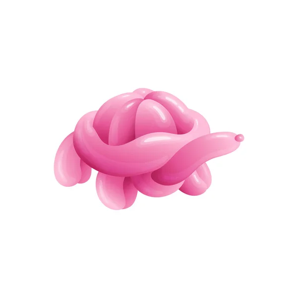 小さな気球ピンク亀フィギュア現実的なベクトルのイラスト孤立. — ストックベクタ