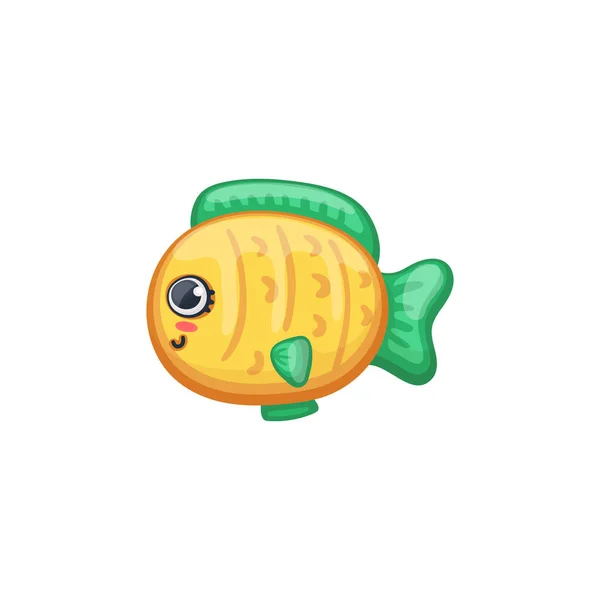 Podwodne zwierzę - małe słodkie żółte ryby wektor kawaii ilustracja izolowane. — Wektor stockowy