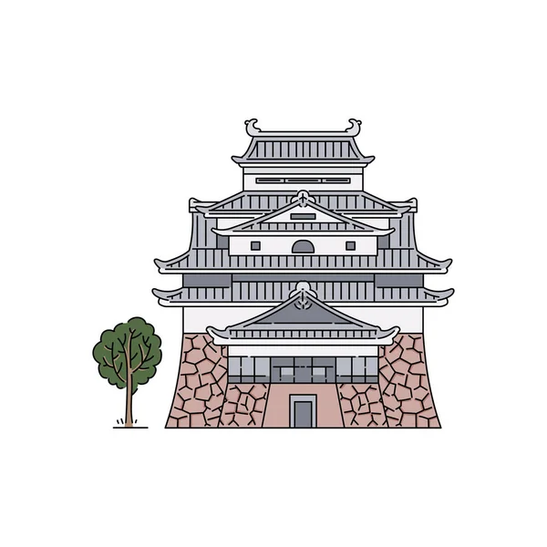 일본의 전통 탑 건축 만화 스케치 벡터 일러스트. — 스톡 벡터