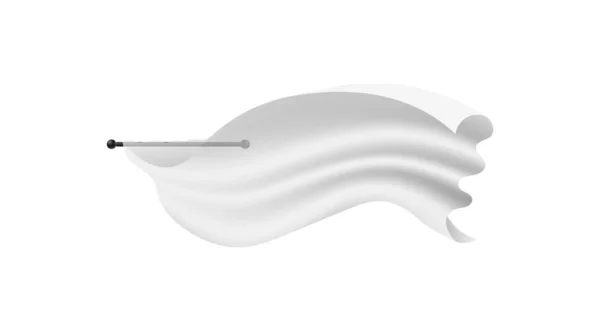Zachte stof gordijn fladderen in de wind, 3D vector mockup illustratie geïsoleerd. — Stockvector