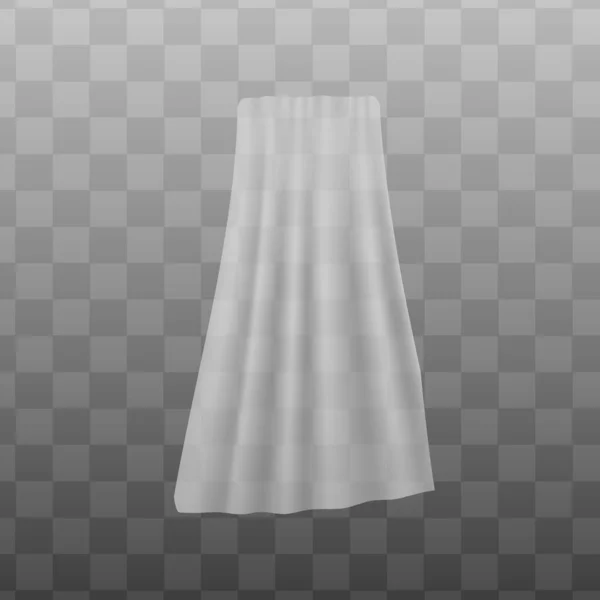 White sheer fabric curtain realistic vector illustration mockup isolated. — Stock Vector