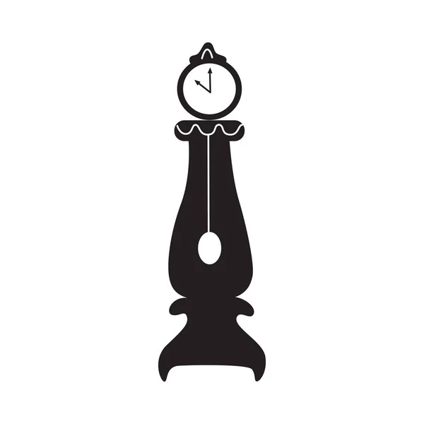 Antique grandfather clock silhouette outline isolated on white background — 图库矢量图片