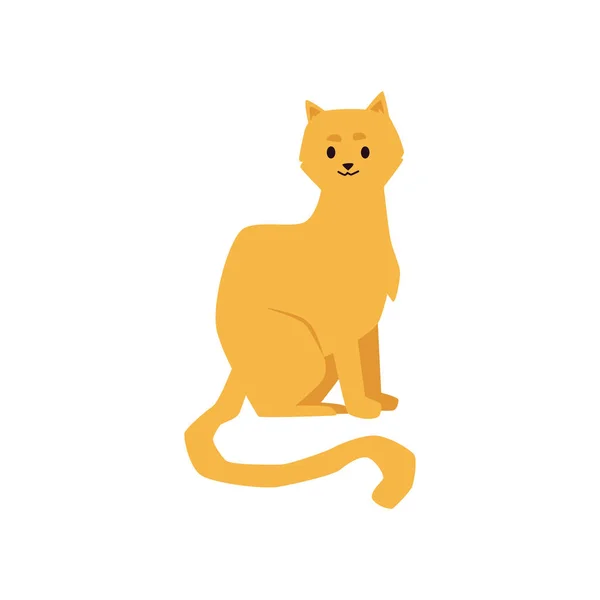Cute cat or kitten cartoon character icon, flat vector illustration isolated. — Stock Vector