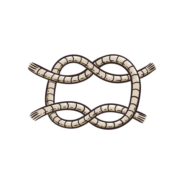 Sea knot from marine cord cartoon vector illustration in sketch style isolated. — ストックベクタ