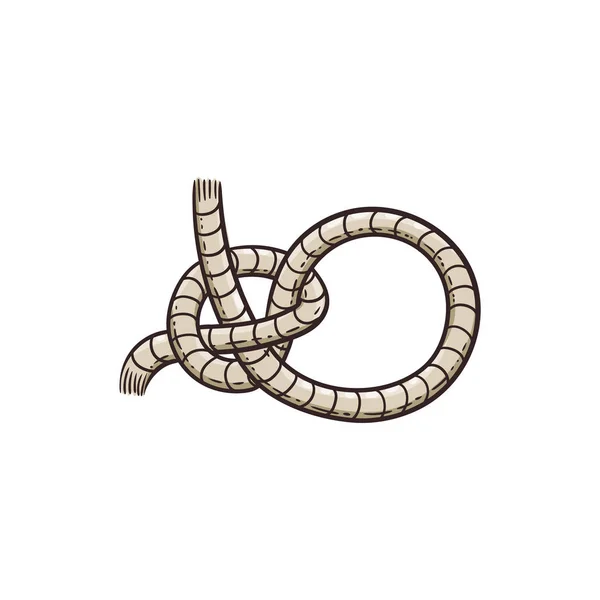 Nautical rope knot a marine element, cartoon sketch vector illustration isolated. — 스톡 벡터