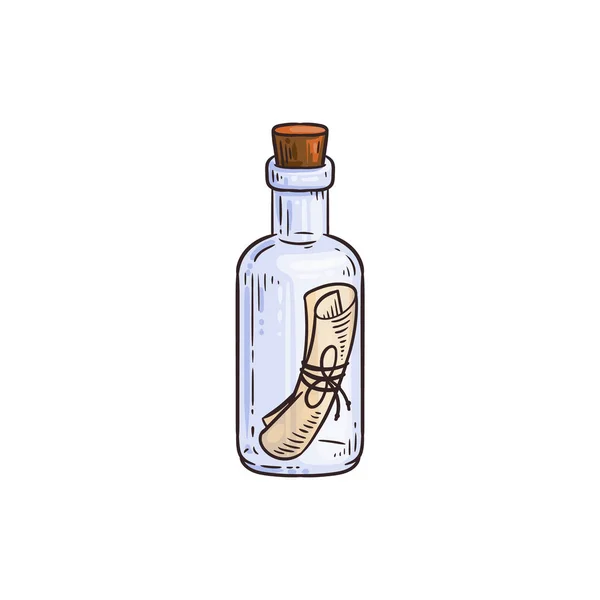 Note in bottle a pirates or travelers help message vector illustration isolated. — ストックベクタ