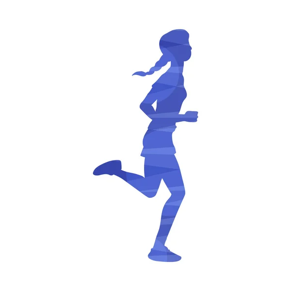 Mujer corriendo maratón o trotando, efecto abstracto vector ilustración aislado . — Archivo Imágenes Vectoriales