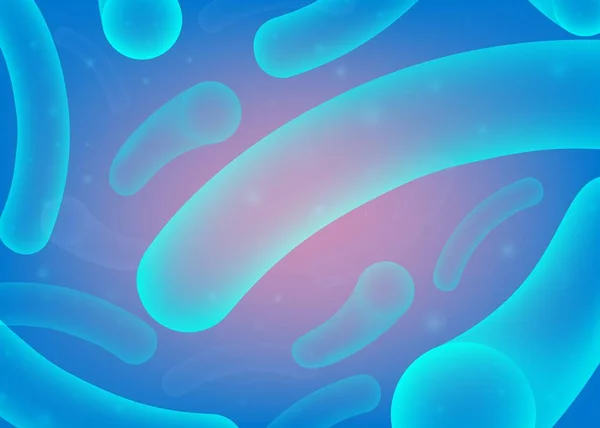 Mikroskopisch kleiner blauer probiotischer Bakterienhintergrund - Vektorillustration. — Stockvektor