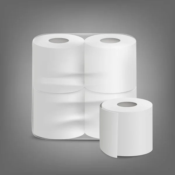 Toiletpapier niet geëtiketteerde verpakking realistische vector mockup illustratie geïsoleerd. — Stockvector