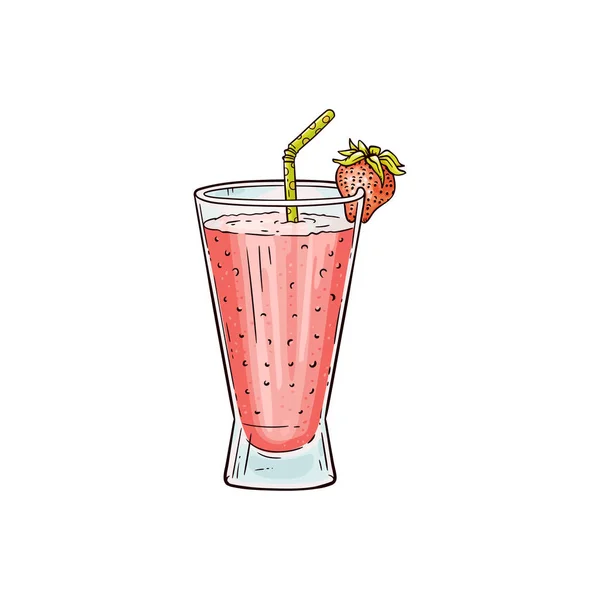 Dulce fresa milkshake dibujo aislado sobre fondo blanco — Archivo Imágenes Vectoriales