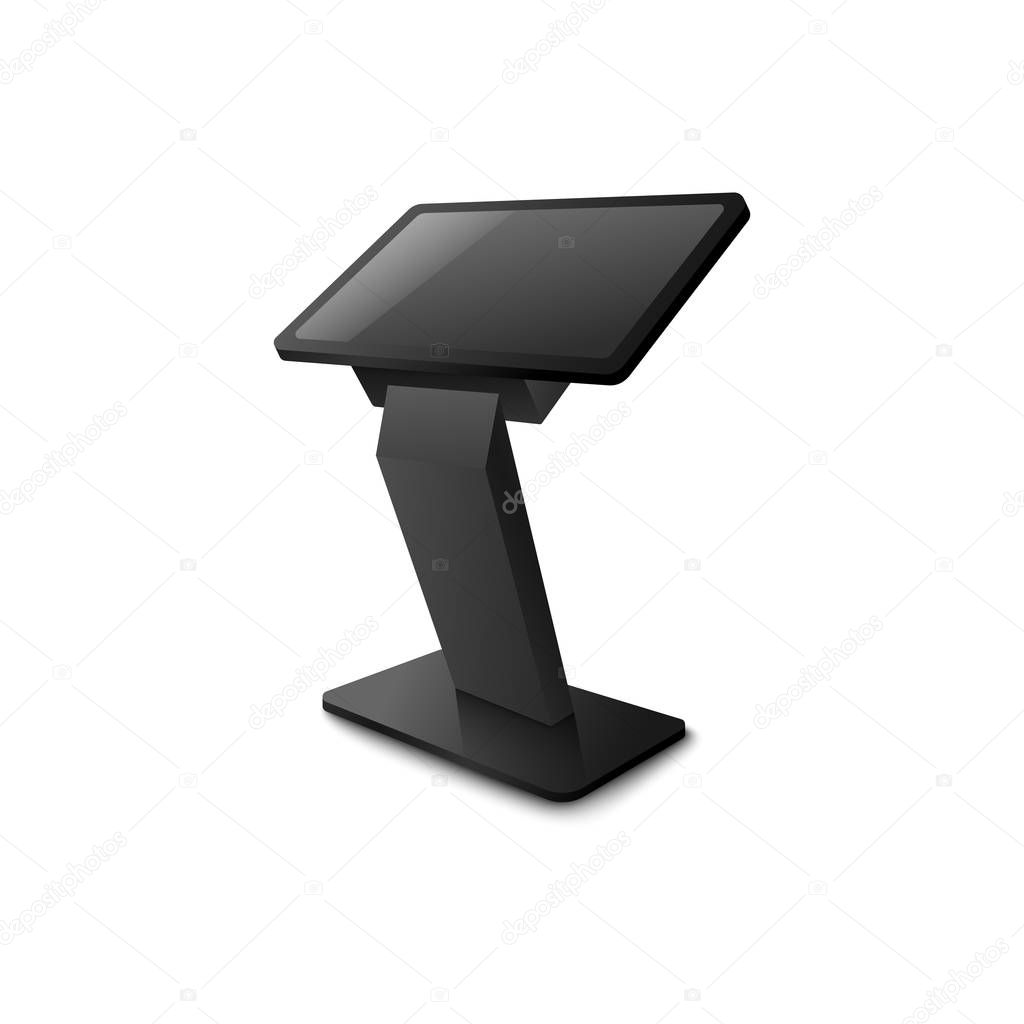 Interactive kiosk or terminal realistic vector template illustration isolated.