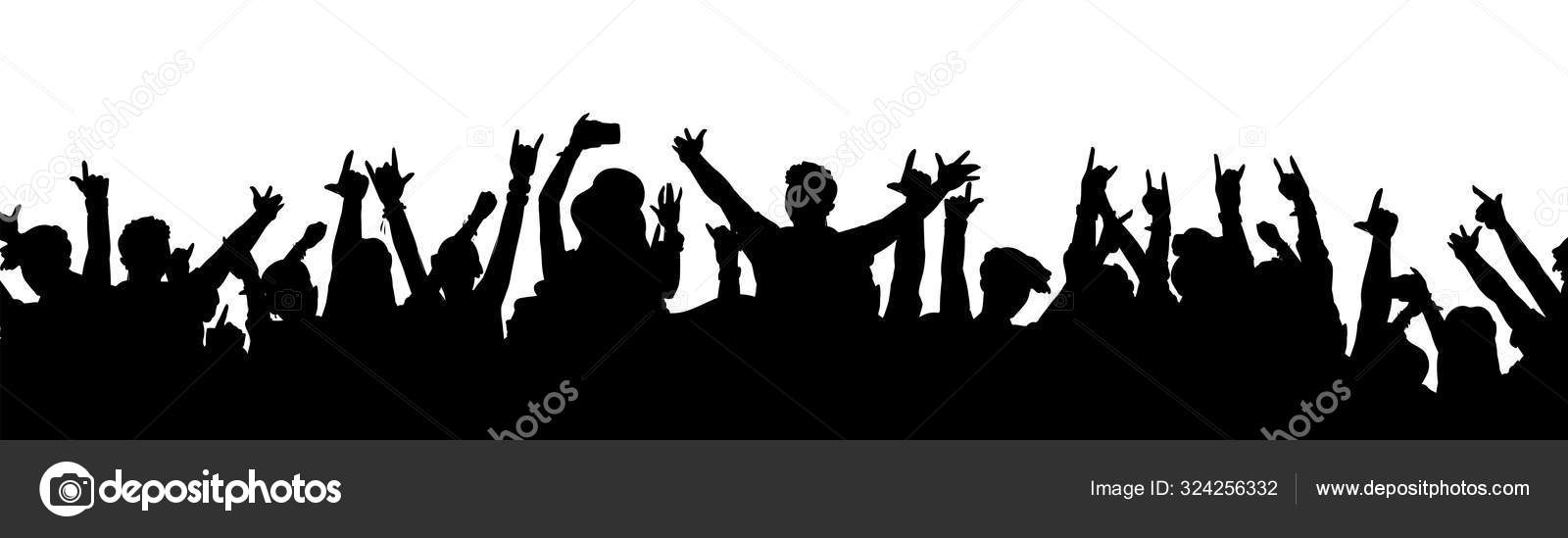 Black music fan crowd silhouette - cartoon people cheering at rock concert  Stock Vector Image by ©Sabelskaya #324256332