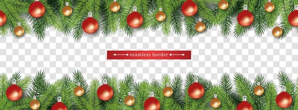 Рождественские елки ветви праздник бесшовные границы набор для нижней и верхней стороны — стоковый вектор