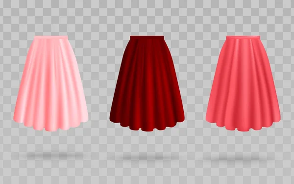 Rose, rosa och röda kvinnor kjolar uppsättning mockup vektor illustration isolerad. — Stock vektor