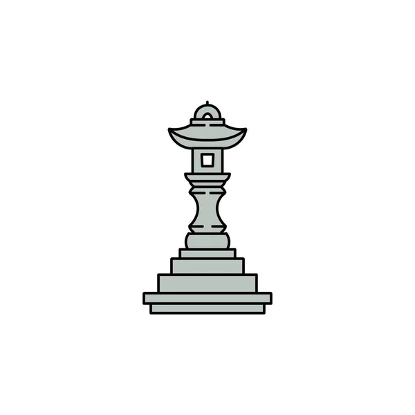 Ícone de lanterna de pedra japonês cinza - toro budista antigo tradicional — Vetor de Stock
