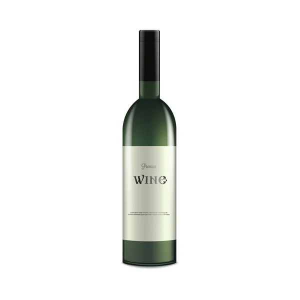 Bouteille de vin alcoolisée avec étiquette vierge - maquette vectorielle réaliste illustration isolée . — Image vectorielle